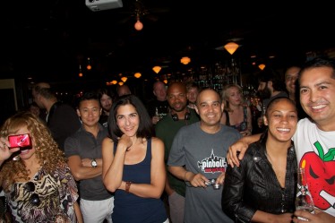 The crowd gathers at Sharlene's Bar