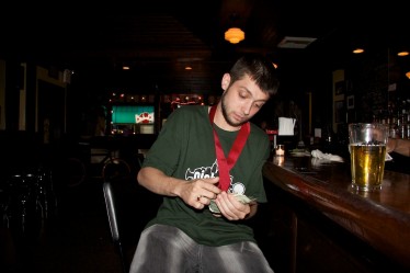 Jimmy settles his tab after a long night
