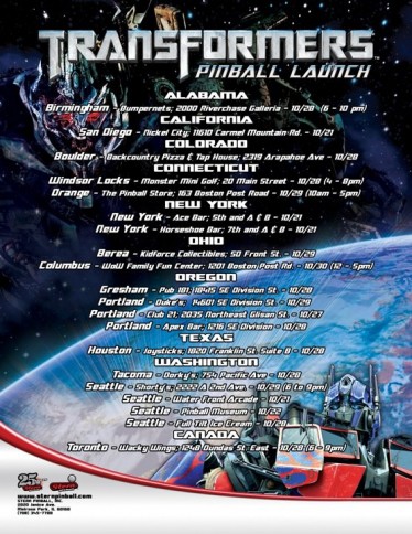 Transformers Pinball Launch Party Poster